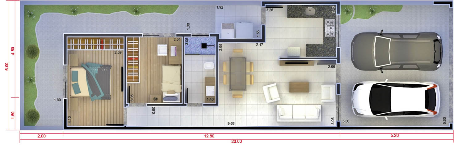 Plano de interior con la puerta cerrada - Planos de Casas, Modelos de