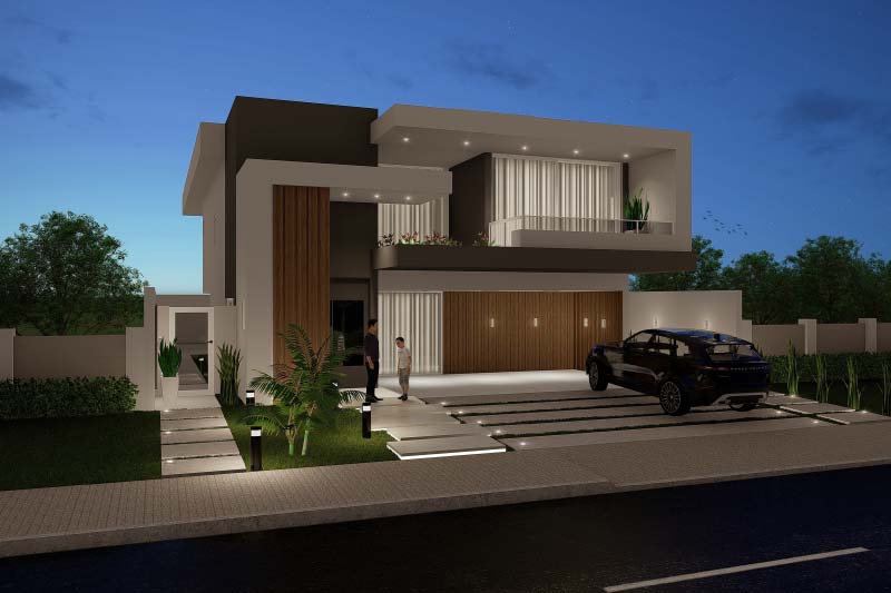 Diseño de la casa con fachada moderna