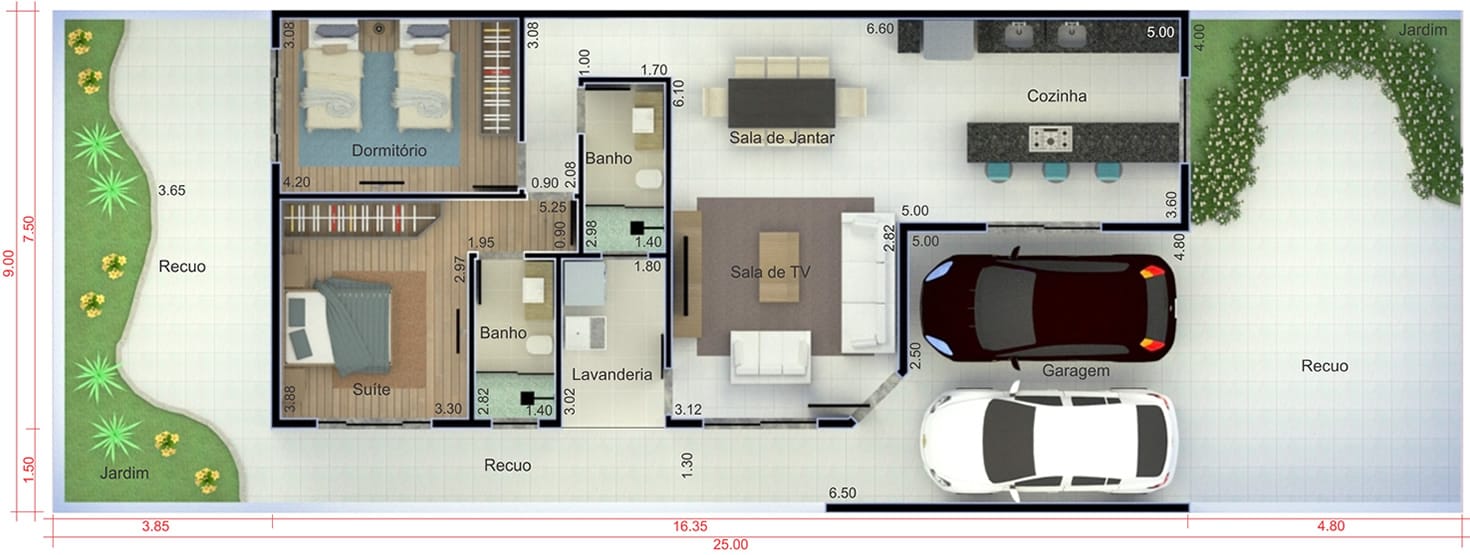 Plano de la casa contemporánea9x25