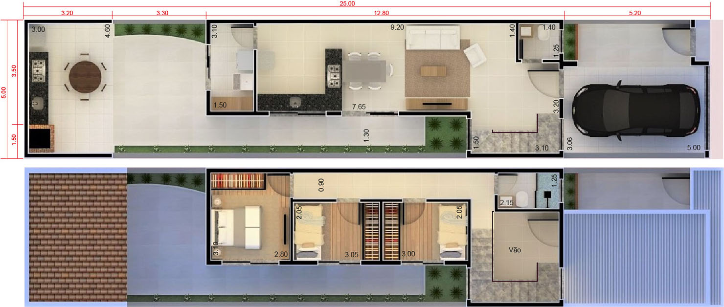 Plano de suelo con edícula5x25