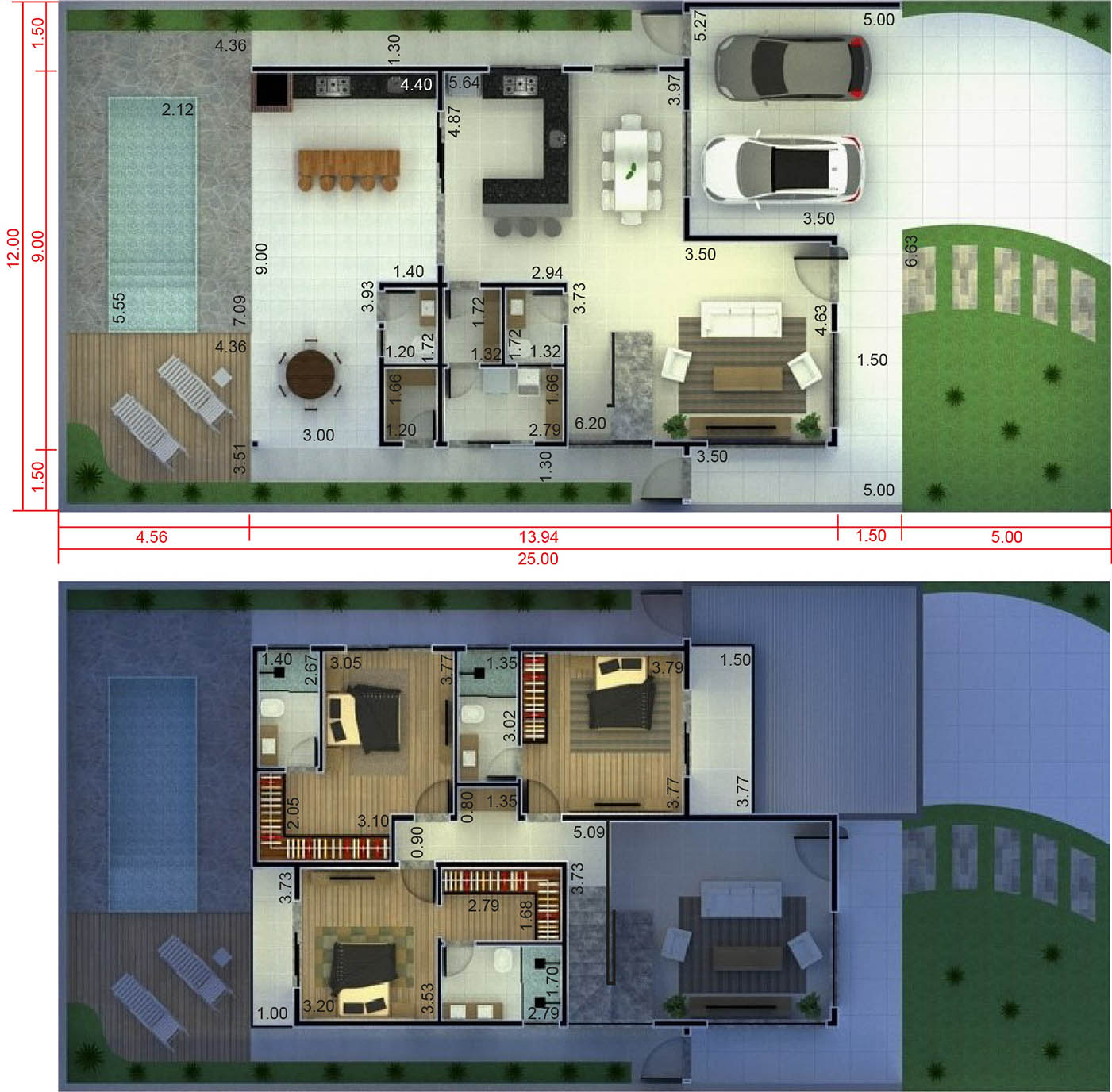 Plano de casa clean12x25