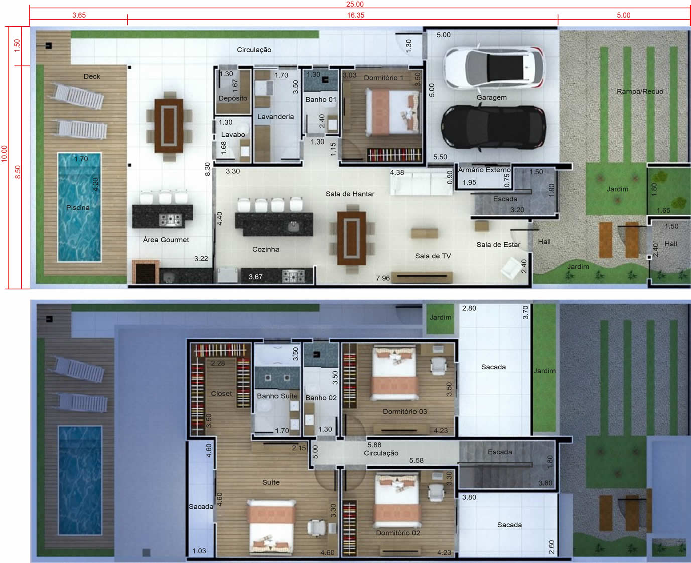 Planta de suelo para condominio cerrado10x25