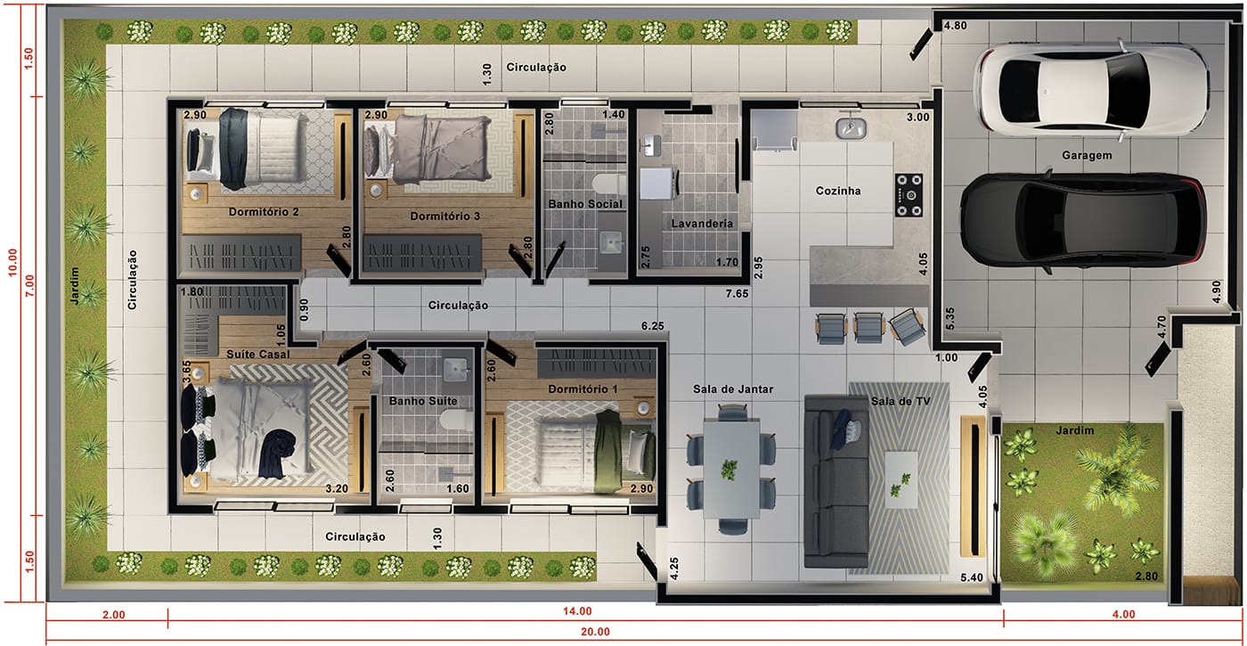 Proyecto de casa funcional de un piso10x20