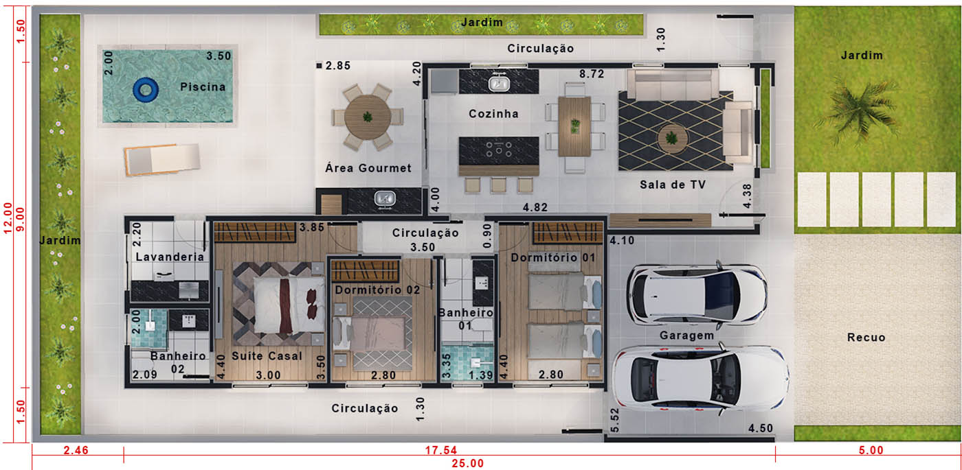 Proyecto de condominio con piscina12x25