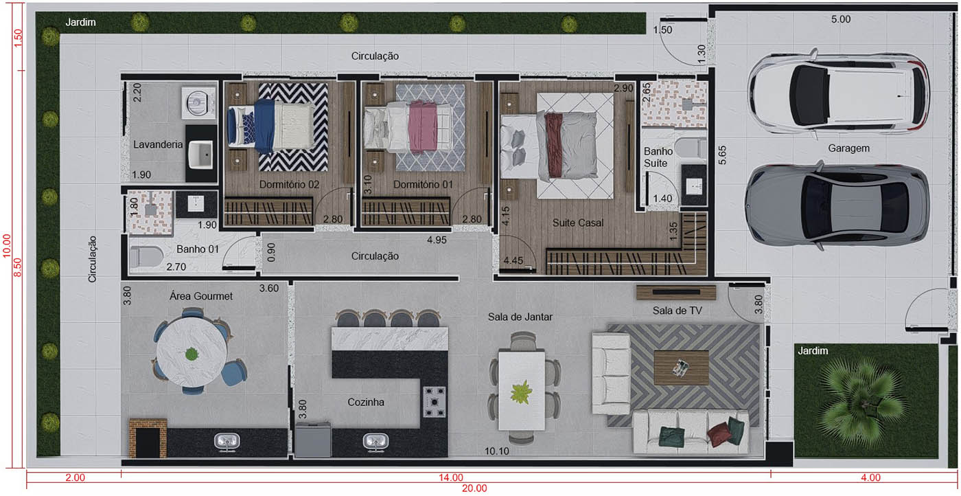 Proyecto de casa limpia e moderna10x20