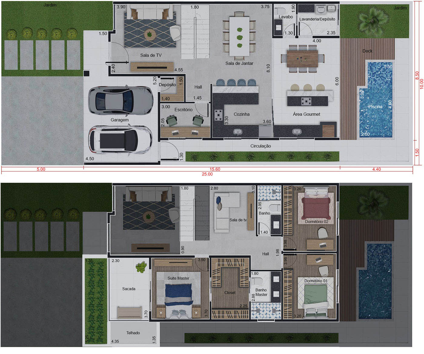 Plano de casa neoclásica10x25