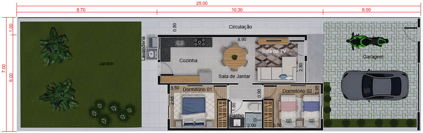 Diseño de casa pequeña7x25