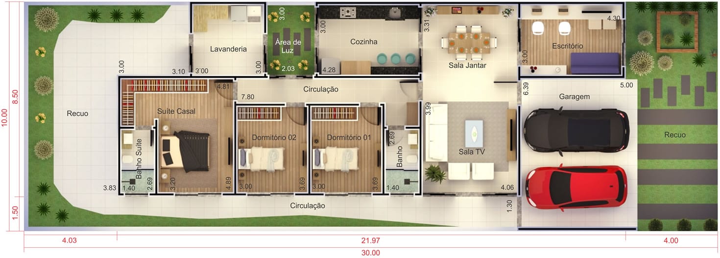 Plano de casa de condominio10x30