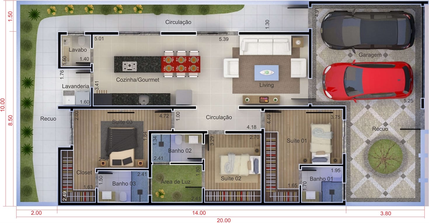 Plano de casa con 3 suites - Planos de Casas, Modelos de Casas e Mansiones  e Fachadas de Casas